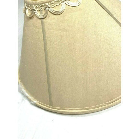Vintage Quoizel 1950s 1960s Silk Lampshade Rare Tan Beige Empire Large Intricate - Picture 7 of 8